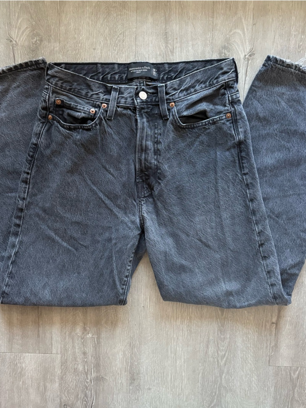 Abercrombie and Fitch Black Authentic Rigid Denim- Baggy Jeans- Size 28W 30L